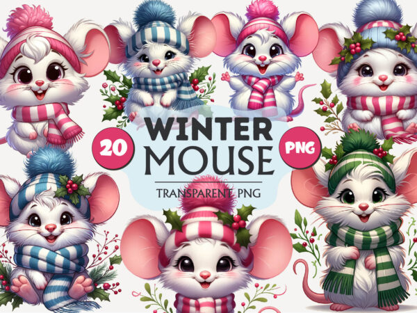Cute winter mice, clipart, png. t shirt vector file Cute winter mice, clipart, png. t shirt vector file