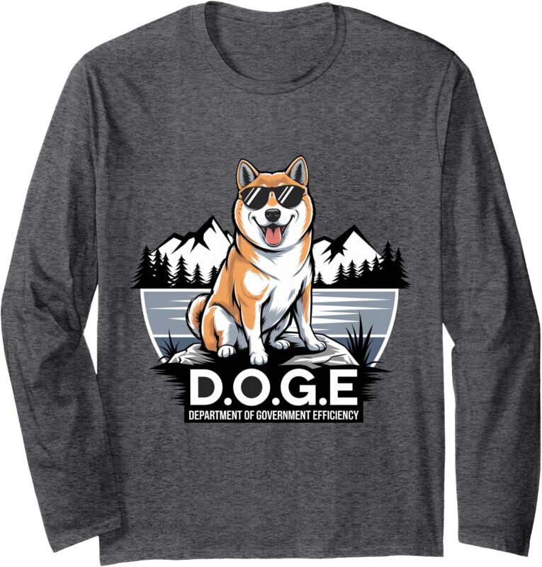 DOGE Department Of Government Efficiency Cute Shiba Inu Dog Long Sleeve T-Shirt