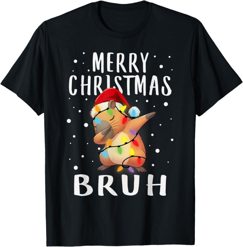 Dabbing Santa Capy Light Merry Christmas Bruh Boy Girl Funny T-Shirt