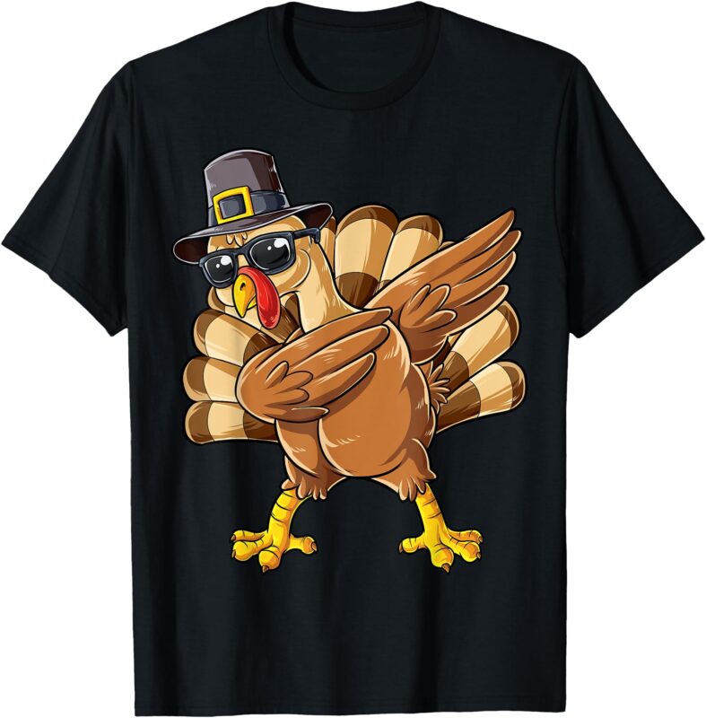 Dabbing Turkey Thanksgiving Day Pilgrim Boys Men Funny Dab T-Shirt