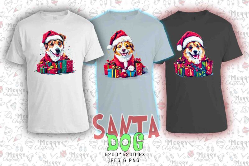 Retro Christmas Dog Santa Claus t-shirt design Best Selling bundle