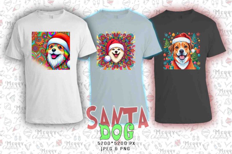 Passion Retro Christmas Dog Santa Claus t-shirt design bundle of 20 design