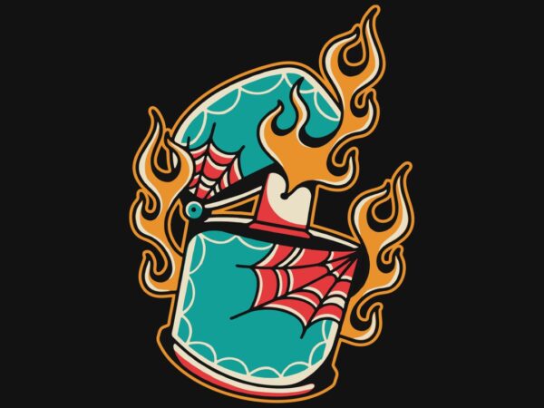 Flame zippo tattoo style t-shirt design Flame zippo tattoo style t-shirt design