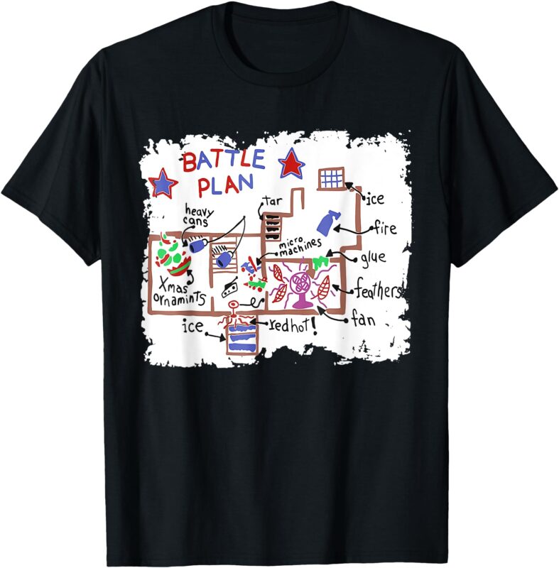 Funny Battle Plan Christmas Home Kids Hand Dawn Alone Xmas T-Shirt