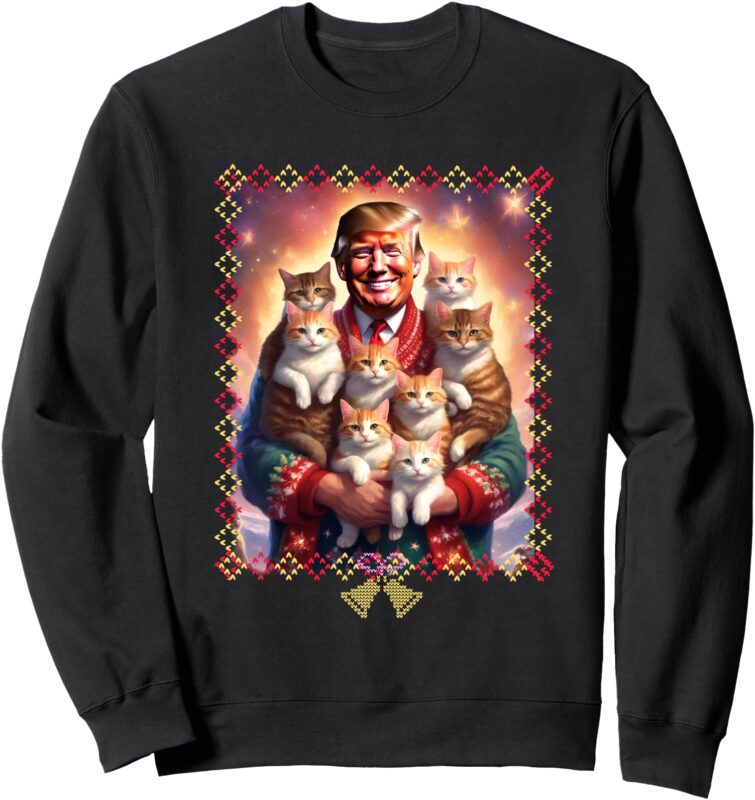 Funny Cat Lover Christmas Sweater Trump Ugly Christmas Sweatshirt