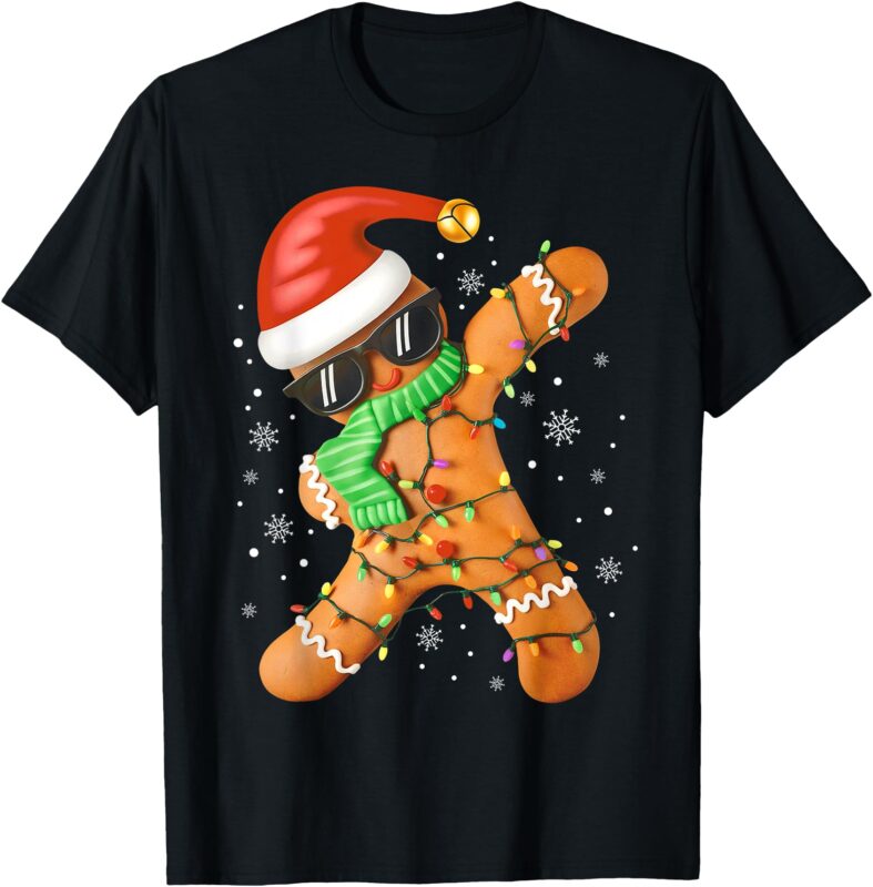 Funny Christmas Boys Kids Dabbing Gingerbread Xmas Pajamas T-Shirt