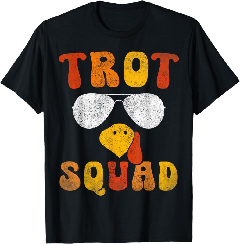 Funny Running Turkey Sunglasses Trot Squad Thanksgiving T-Shirt