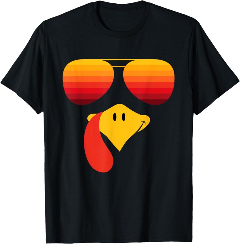 Funny Thanksgiving Turkey Face With Sunglasses For Boys Men T-Shirt