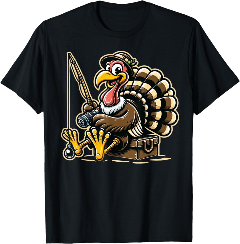 Funny Turkey Fishing Thanksgiving Fisherman Humor T-Shirt