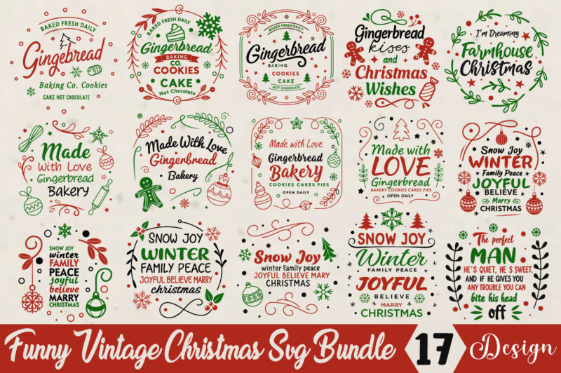 Funny Vintage Christmas T-shirt Bundle Funny Vintage Christmas Svg Bundle