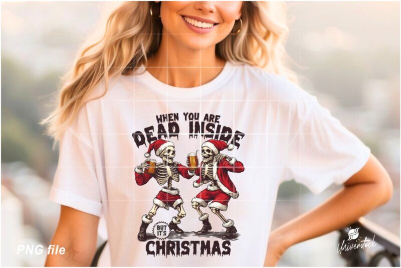 Funny Christmas Skeleton PNG T-shirt Designs Bundle