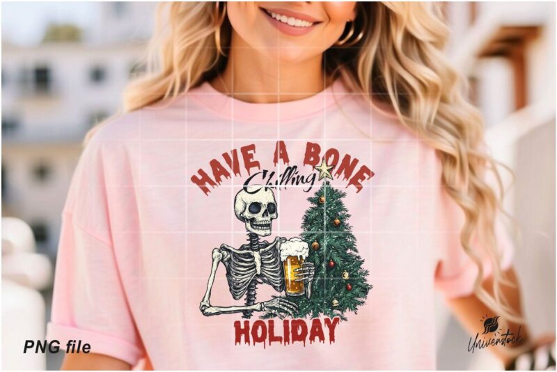 Funny Christmas Skeleton PNG T-shirt Designs Bundle