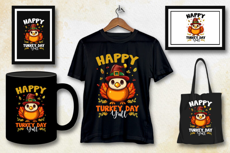 Happy Turkey Day Thanksgiving T-Shirt Design
