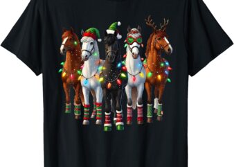 Horse Santa Reindeer ELF Christmas Lights T-Shirt
