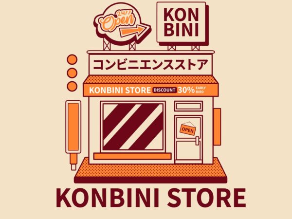 Konbini store japanese vintage t-shirt design Konbini store japanese vintage t-shirt design