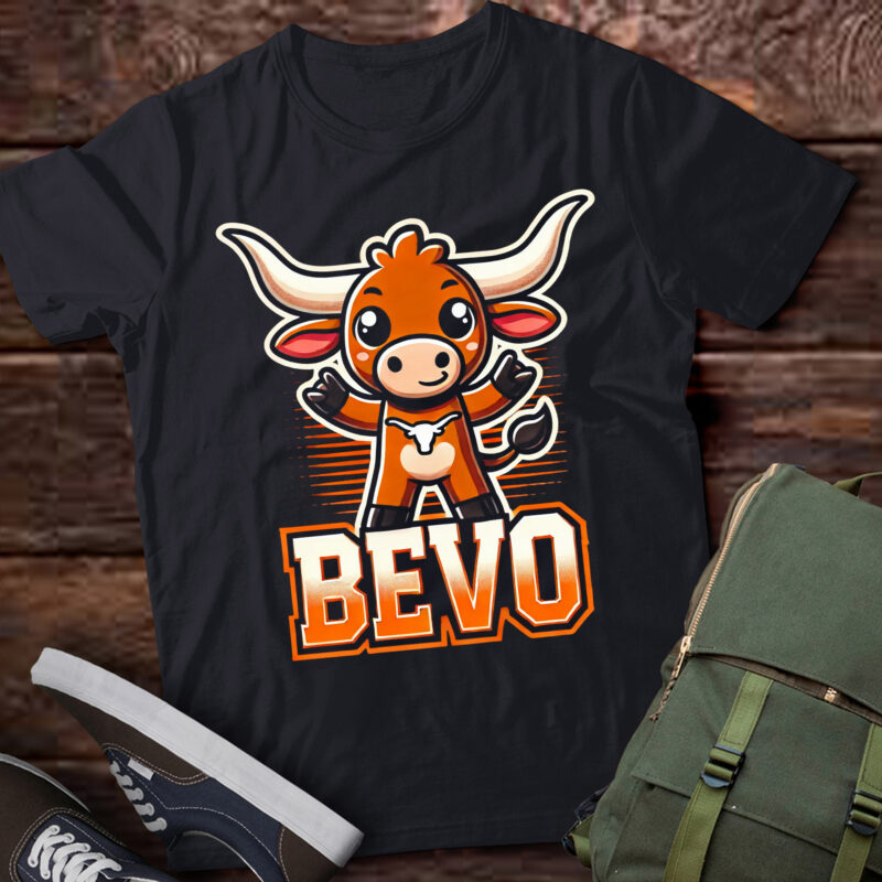 LT643-Bevo Longhorn Bull Funny Cartoon for Toddler Kids Boys Girls T-Shirt