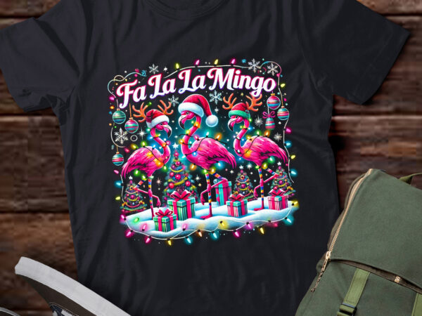 Lt813-fa la la la mingo flamingo christmas men women kids xmas t-shirt