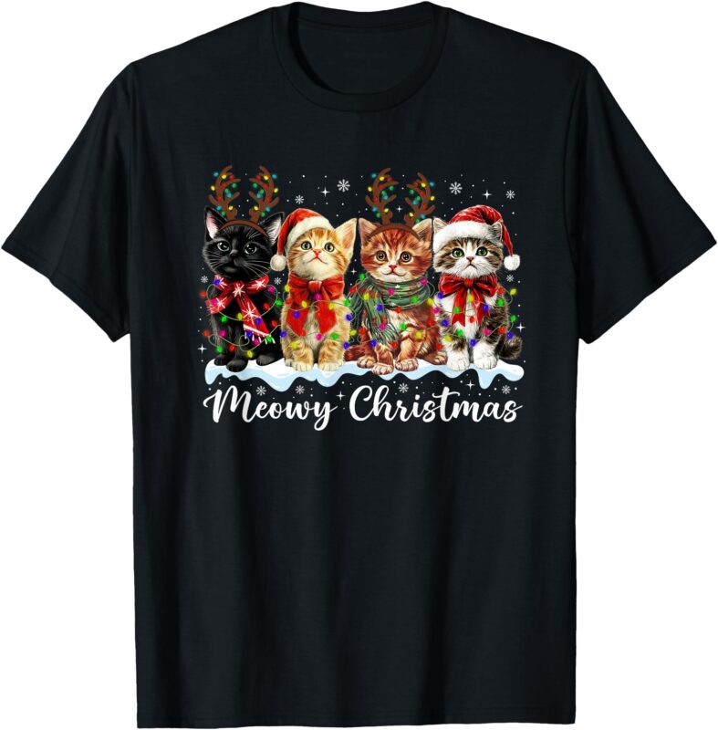 Meowy Catmas Cat Christmas Reindeer Xmas Family Men Women T-Shirt