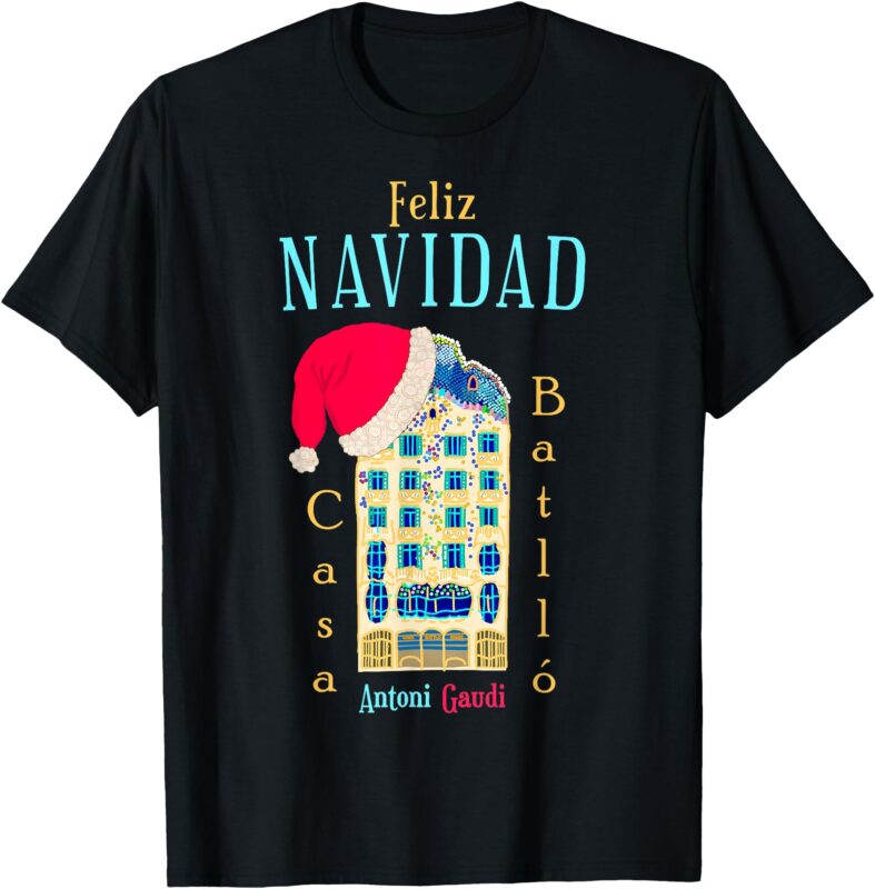 Merry Christmas, Antoni Gaudi drawing, Barcelona Spain T-Shirt