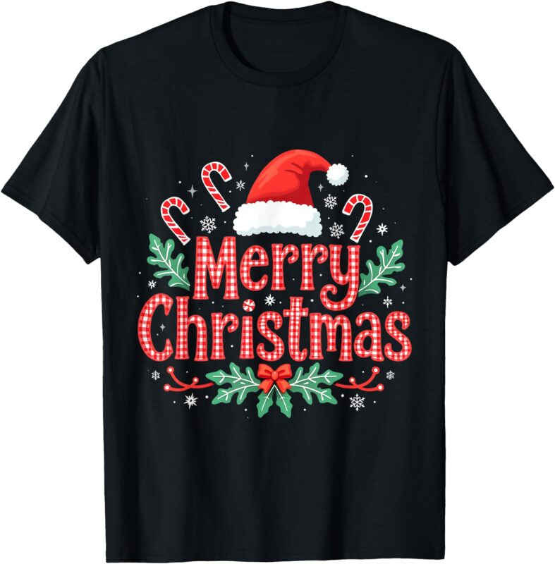 Merry Christmas Gifts Lights Red Santa Hat For Men Women Kid T-Shirt
