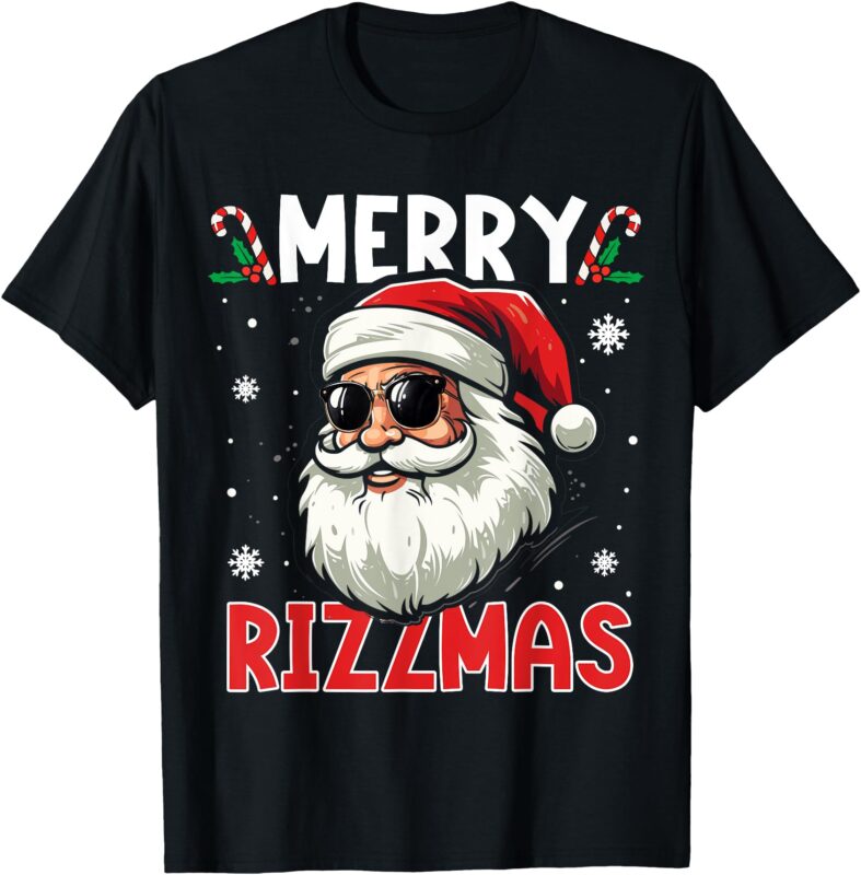 Merry Rizzmas Kids Teens School Funny Christmas Santa Claus T-Shirt