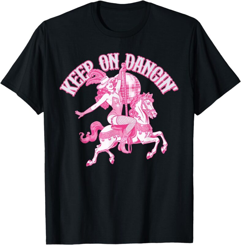 Pink Disco Party Pony Club Keep On Dancing Cowgirl Western T-Shirt