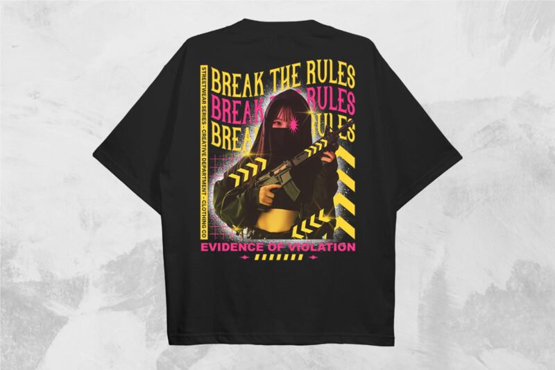 Break The Rules Streetwear T-shirt Design PNG