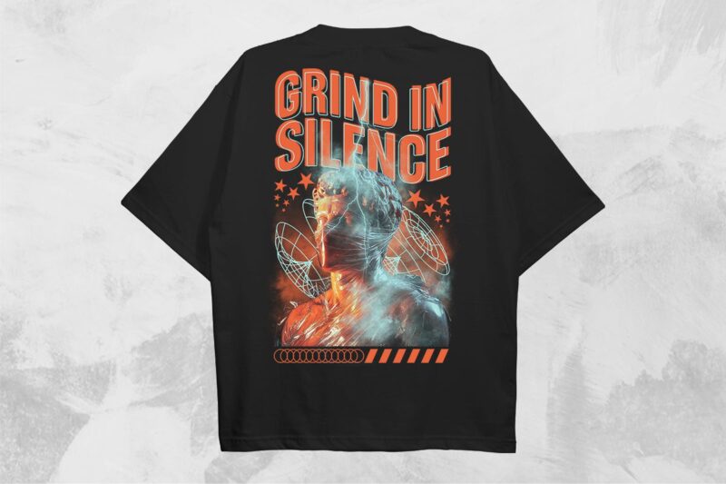 Grind In Silence Streetwear T-shirt Design PNG