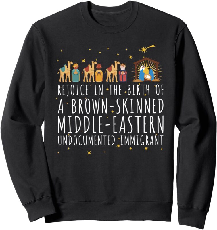 Rejoice In The Birth Of A Brown Skinned Christmas Jesus Xmas Sweatshirt