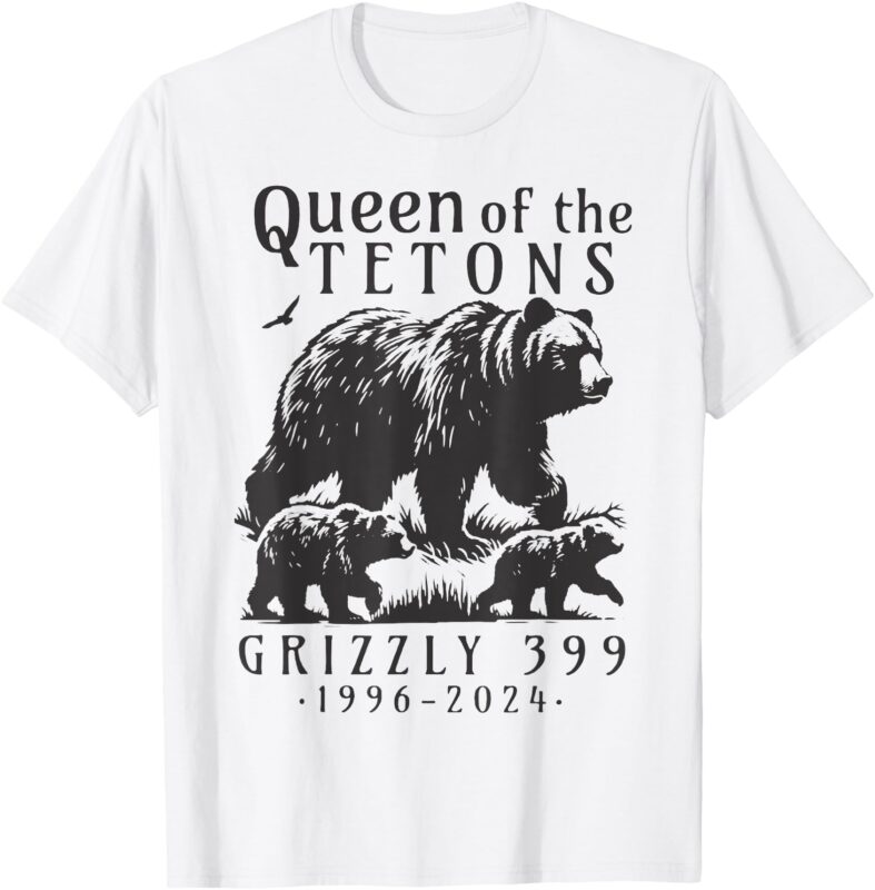 Retro Bear Queen Of The Tetons Grizzly 399 National Park T-Shirt