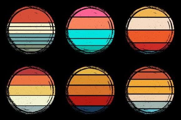 Sunset Retro Vintage Grunge Background Bundle