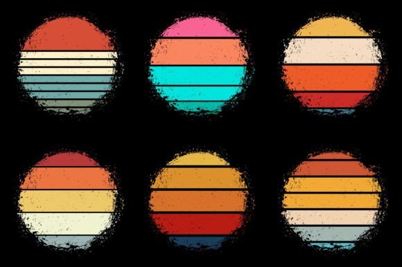 Sunset Retro Vintage Grunge Background Bundle