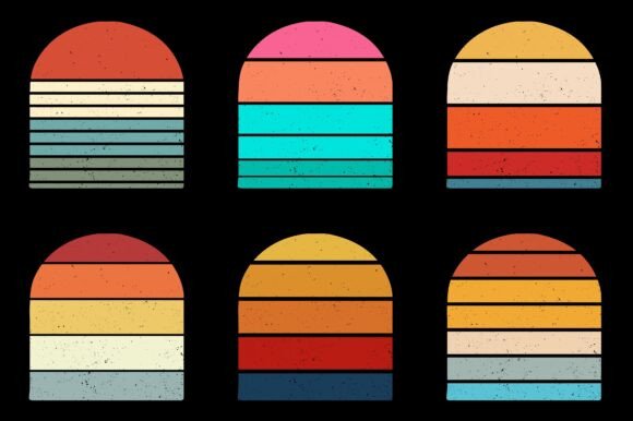Sunset Retro Vintage Grunge Background Bundle