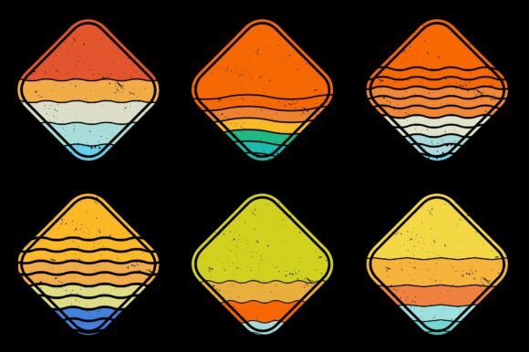 Sunset Retro Vintage Grunge Background Bundle
