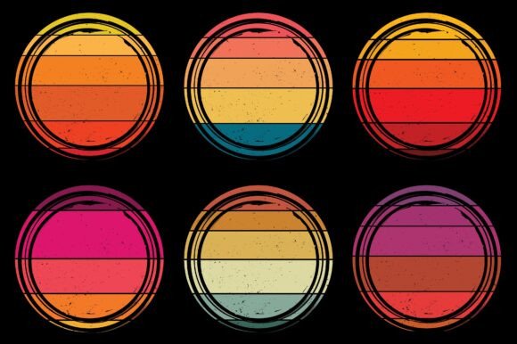Sunset Retro Vintage Grunge Background Bundle