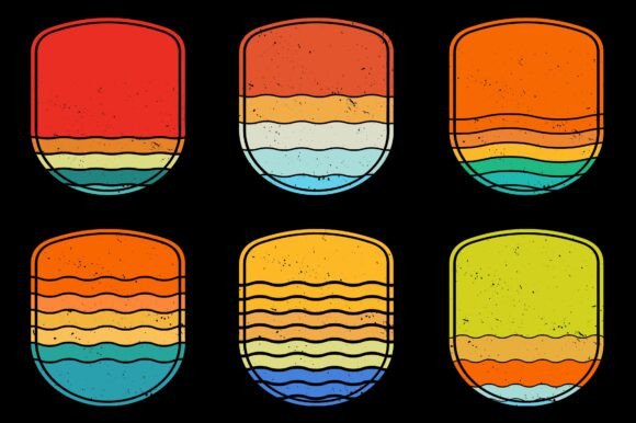 Sunset Retro Vintage Grunge Background Bundle