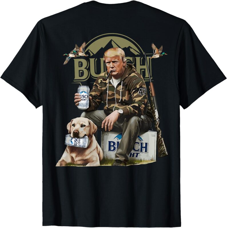 Retro Trump Hunting Deer Funny Beer Drinking Hunting ON BACK T-Shirt