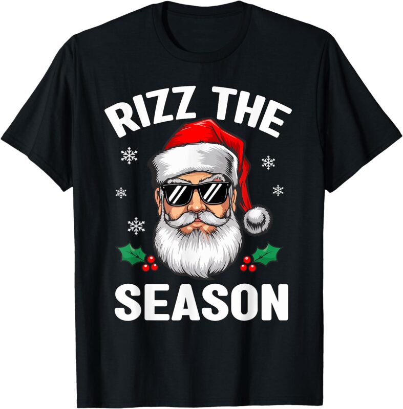 Rizz The Season Santa Kids Teen Boys Funny Christmas Men T-Shirt