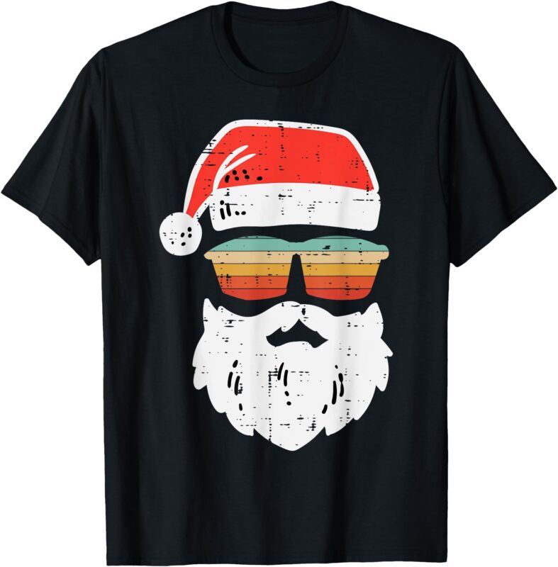Santa Face Retro Sunglasses Christmas Xmas Men Women Kids T-Shirt