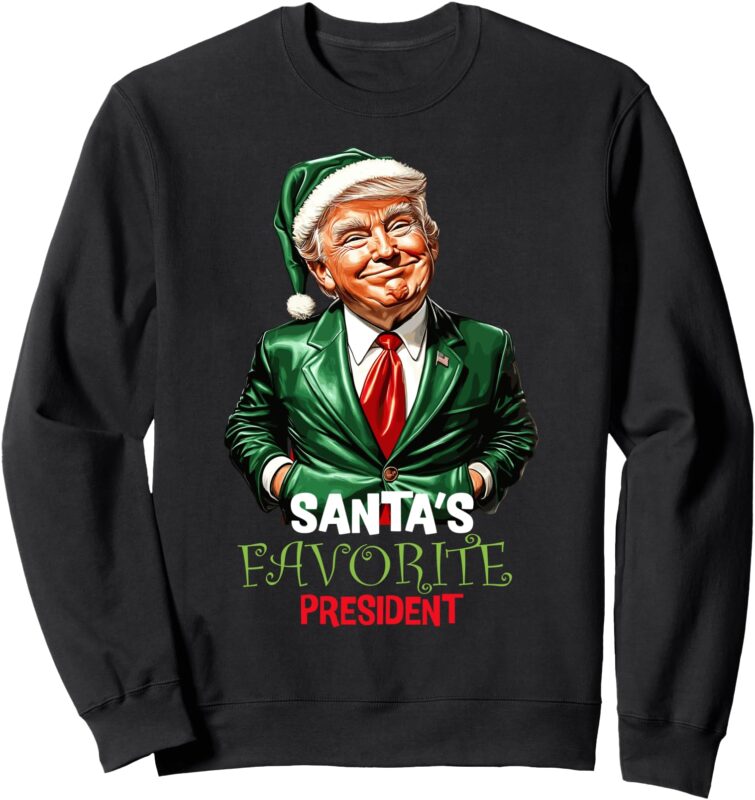 Santa’s Favorite President Santa Elf Trump 2024 Christmas Sweatshirt