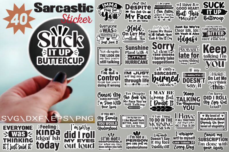 Sarcastic Sticker T-shirt Bundle Sarcastic Sticker Svg Bundle
