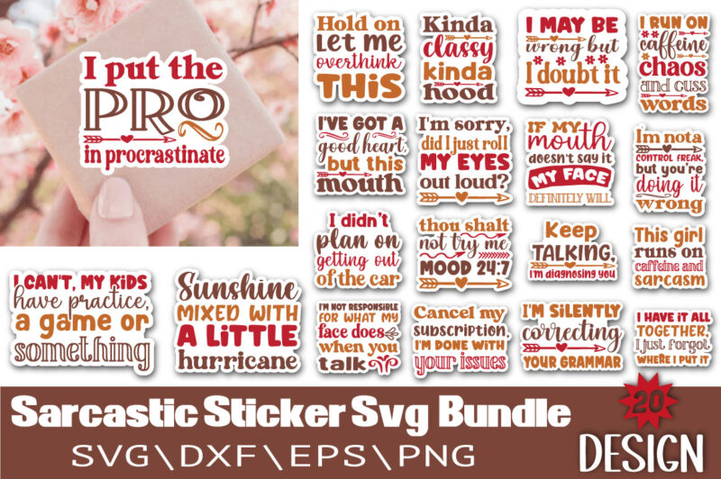 Sarcastic Sticker T-shirt Bundle Sarcastic Sticker Svg Bundle