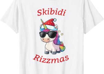Skibidi Rizzmas Unicorn Funny Gen Alpha Slang Christmas Rizz T-Shirt