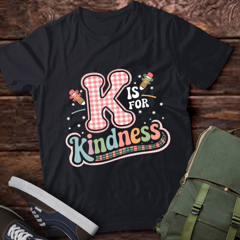 TA38-K Is For Kindness Cute Pencil Bow Teacher Be Kind T-Shirt