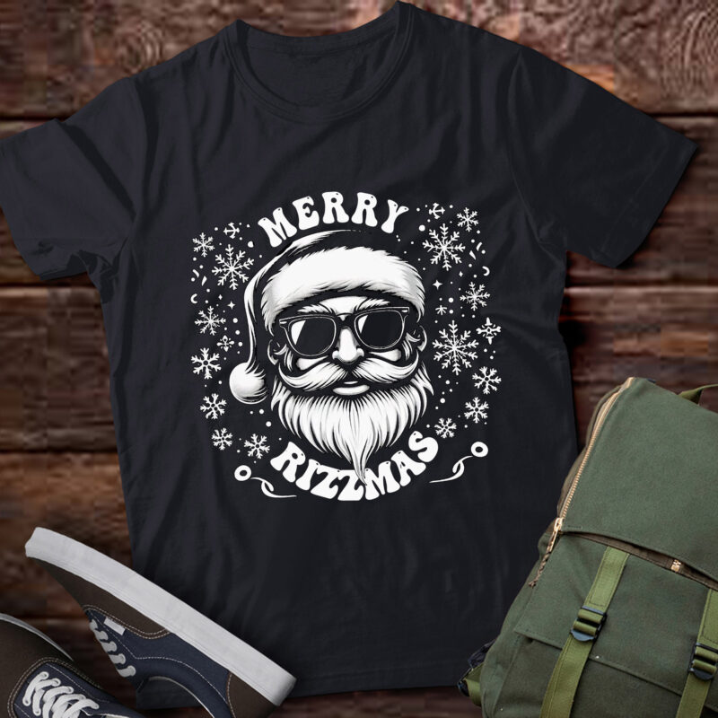 TA42-Merry Rizzmas Kids Teens School Funny Christmas Santa Claus T-Shirt