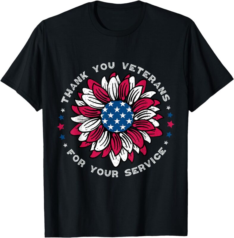 Thank You Veterans Sunflower, Military Veterans Day Tribute T-Shirt