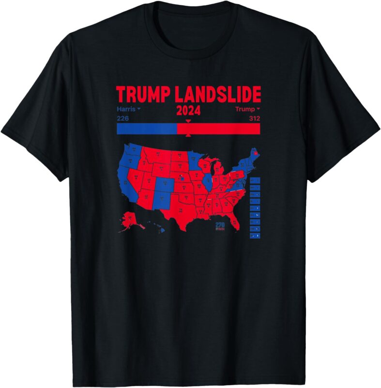 Trump Landslide 2024 Electoral Map 312 Winning Map T-Shirt