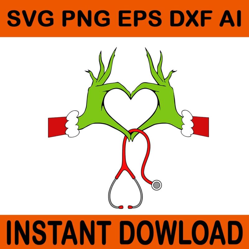 christmas Nurse Svg, Nurse christmas stethoscope Svg, Nurse Hand Christmas Svg