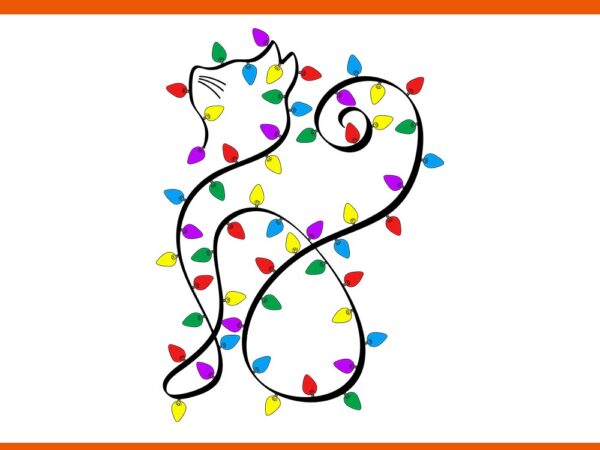 Cute cat christmas light svg, graphic cat black mom lover holiday svg, cat christmas svg Cute cat christmas light svg, graphic cat black mom lover holiday svg, cat christmas svg