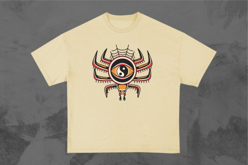Yin Yang Spidey Tattoo Style T-shirt Design